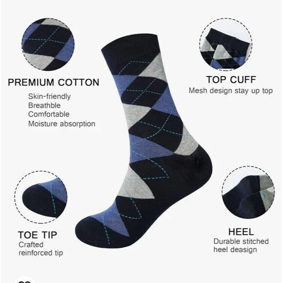 12 Pairs Men's Funky Fancy Design Colorful Premium Quality Dress socks 10-13 - Picture 5 of 12